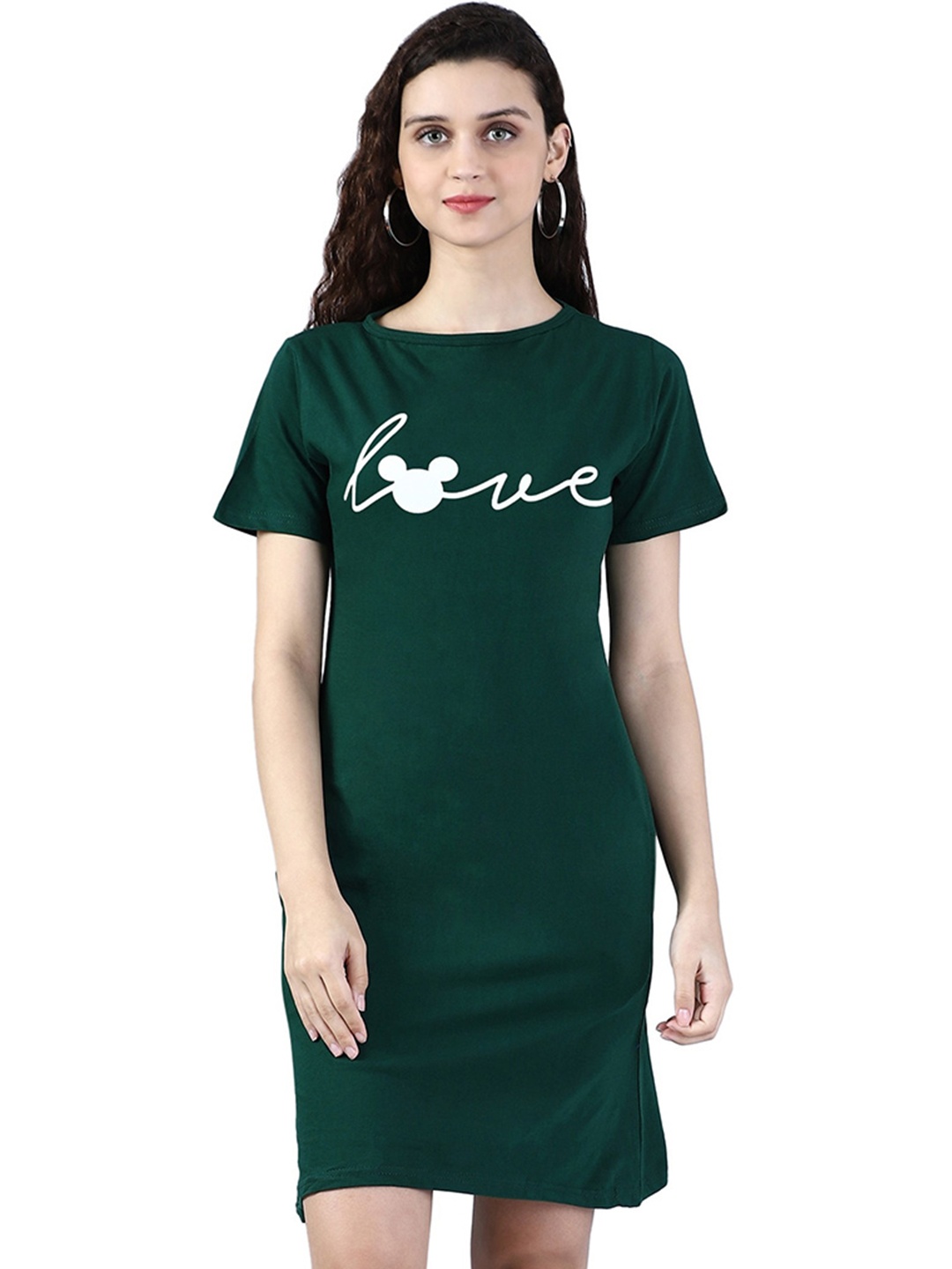 

BROADSTAR Women Green Typography Pockets T-shirt