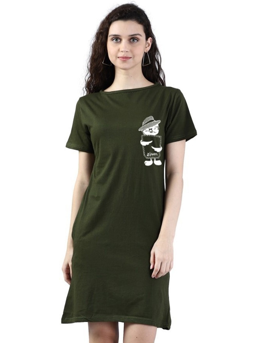 

BROADSTAR Graphic Printed Pure Cotton T-shirt, Olive