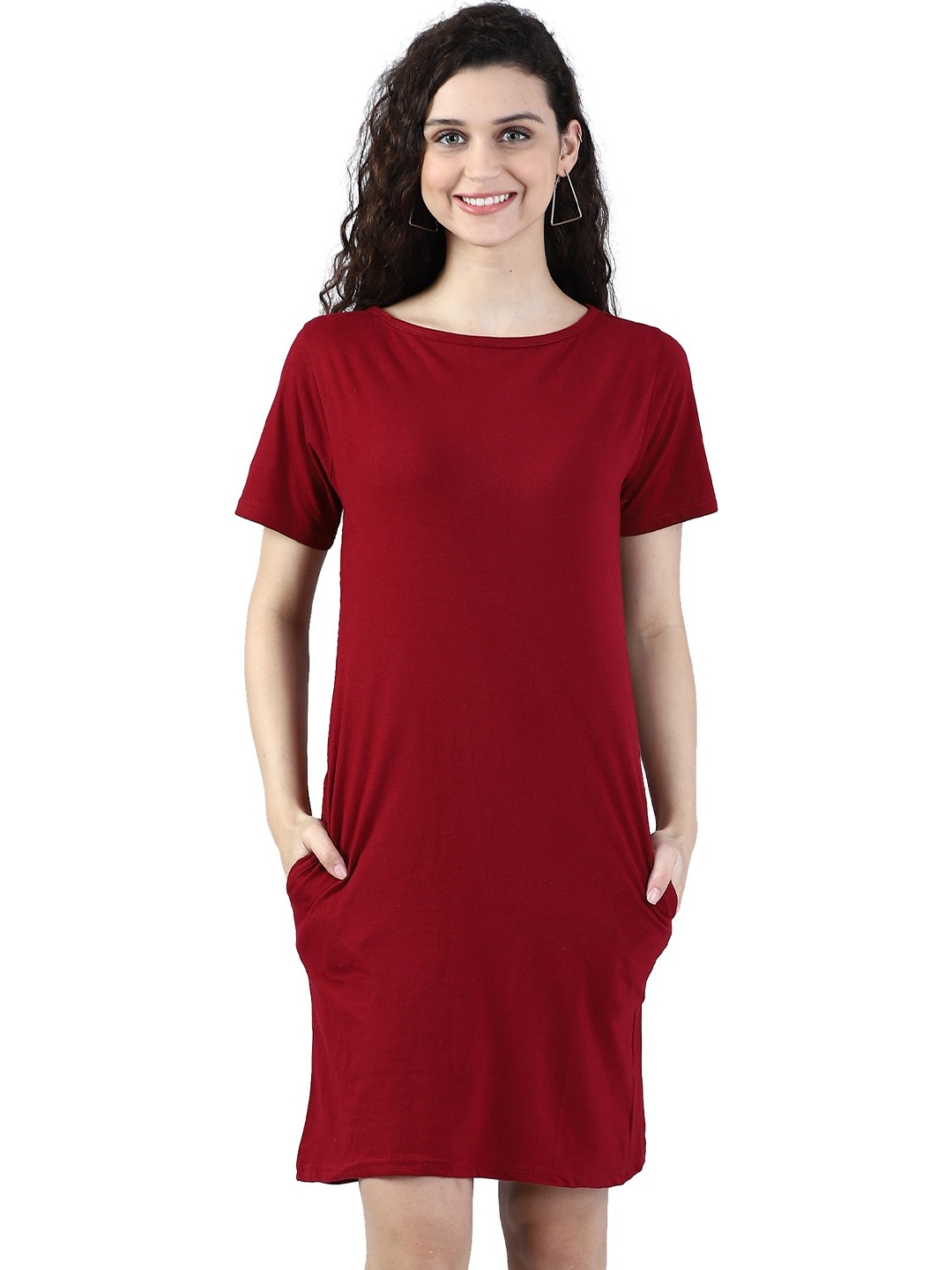 

Next One Women Maroon Pockets T-shirt