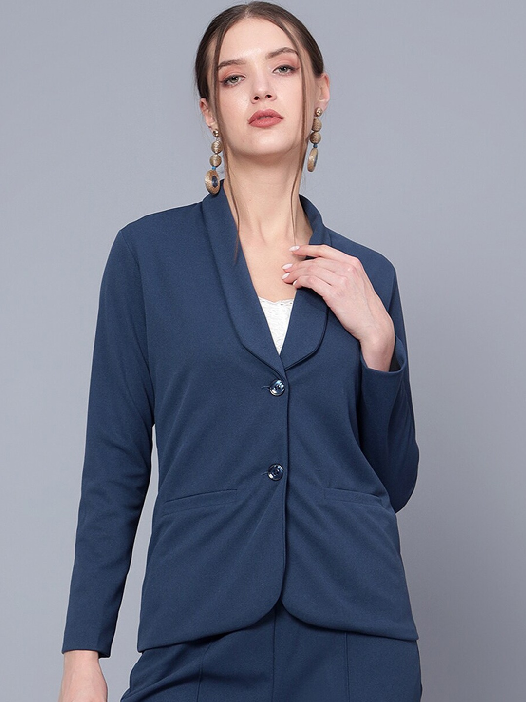 

Golden Kite Shawl Collar Single-Breasted Blazer, Teal