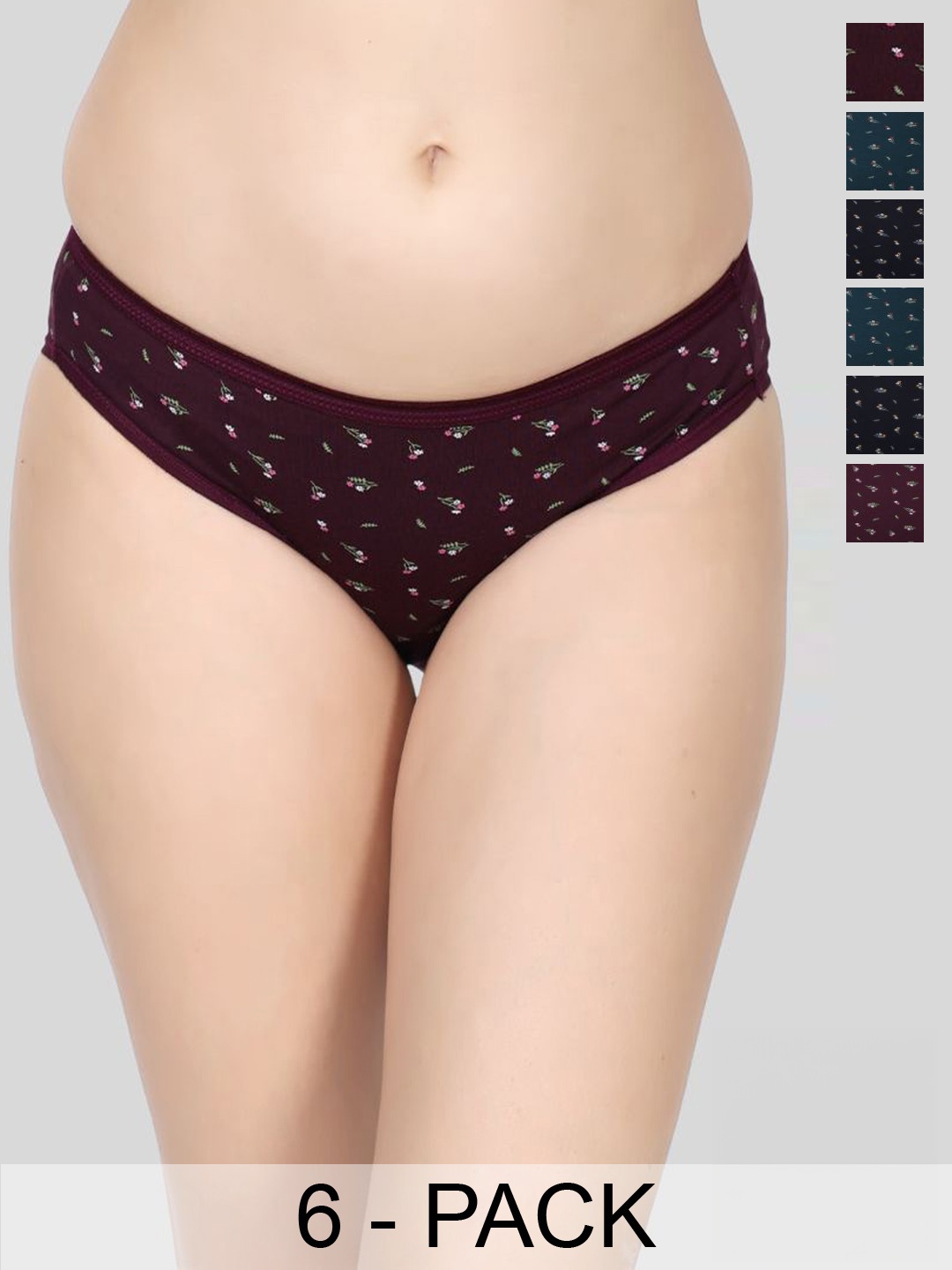 

Innocence Pack Of 6 Printed Hipster Briefs, Navy blue