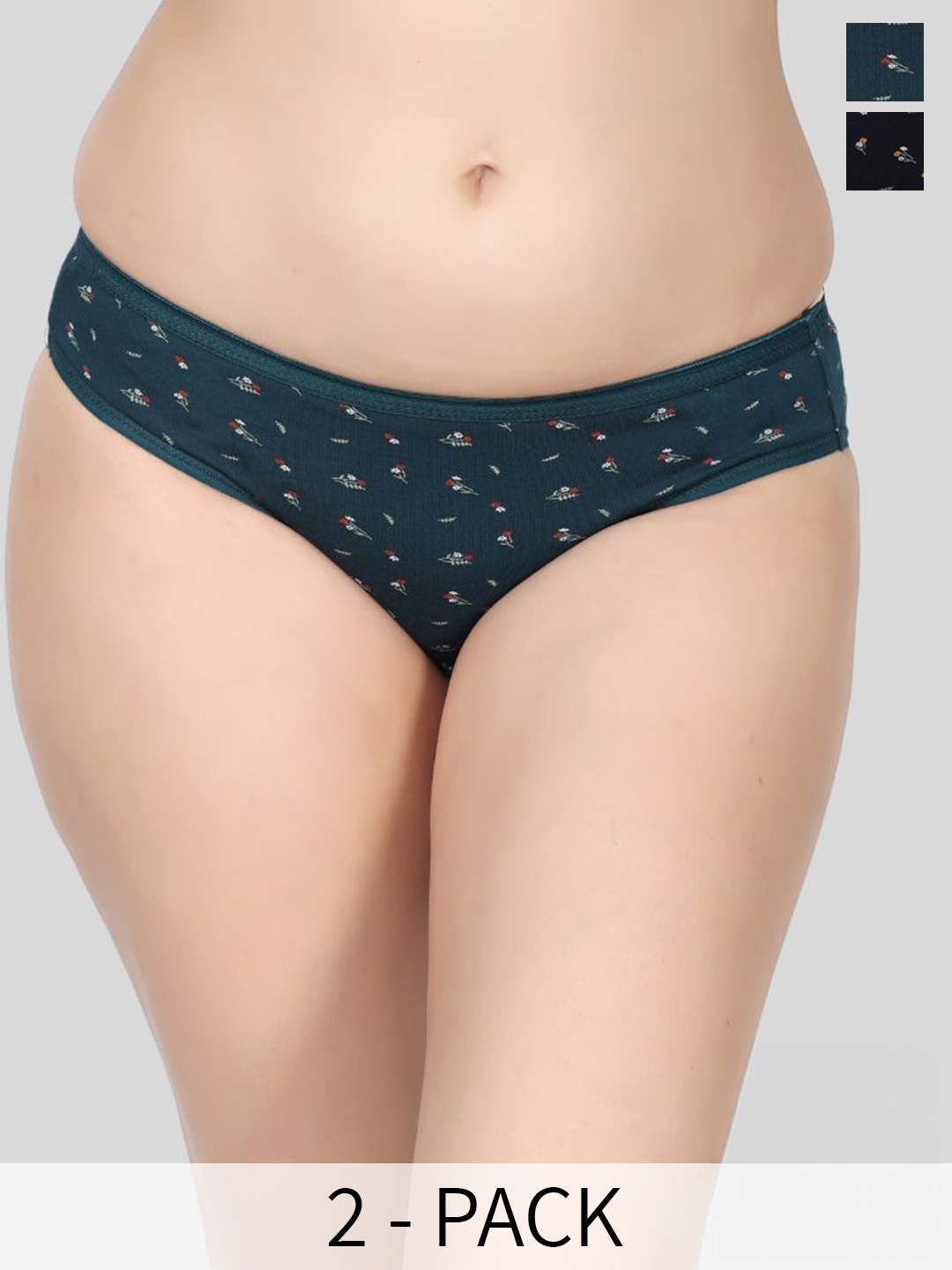 

Innocence Pack Of 2 Printed Bikini Briefs, Navy blue