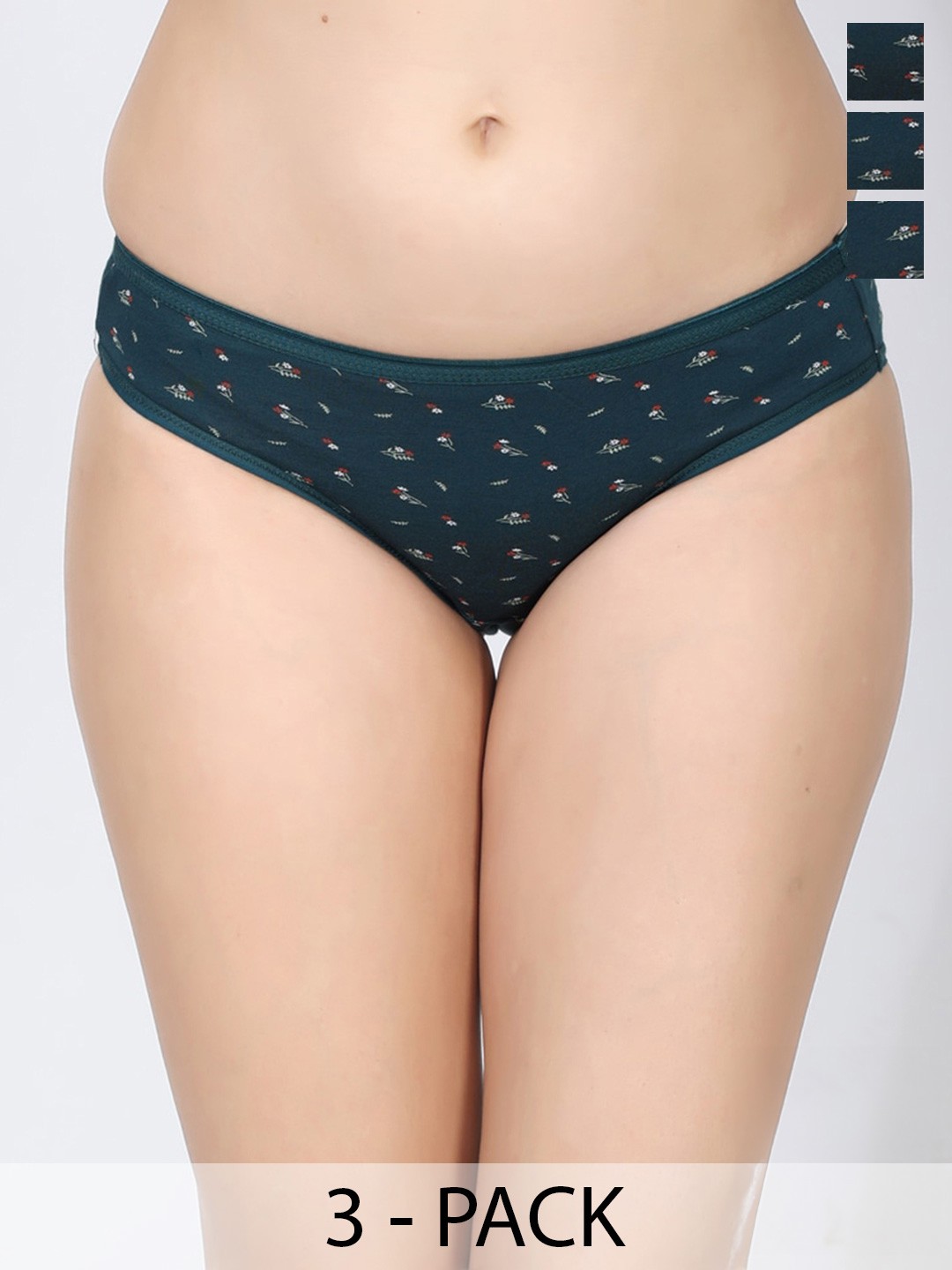

Innocence Pack Of 3 Printed Bikini Briefs, Green