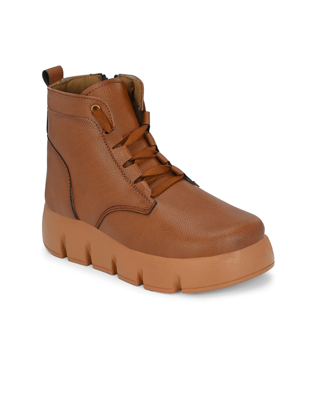 

AfroJack Women Textured Mid-Top Regular Boots, Tan