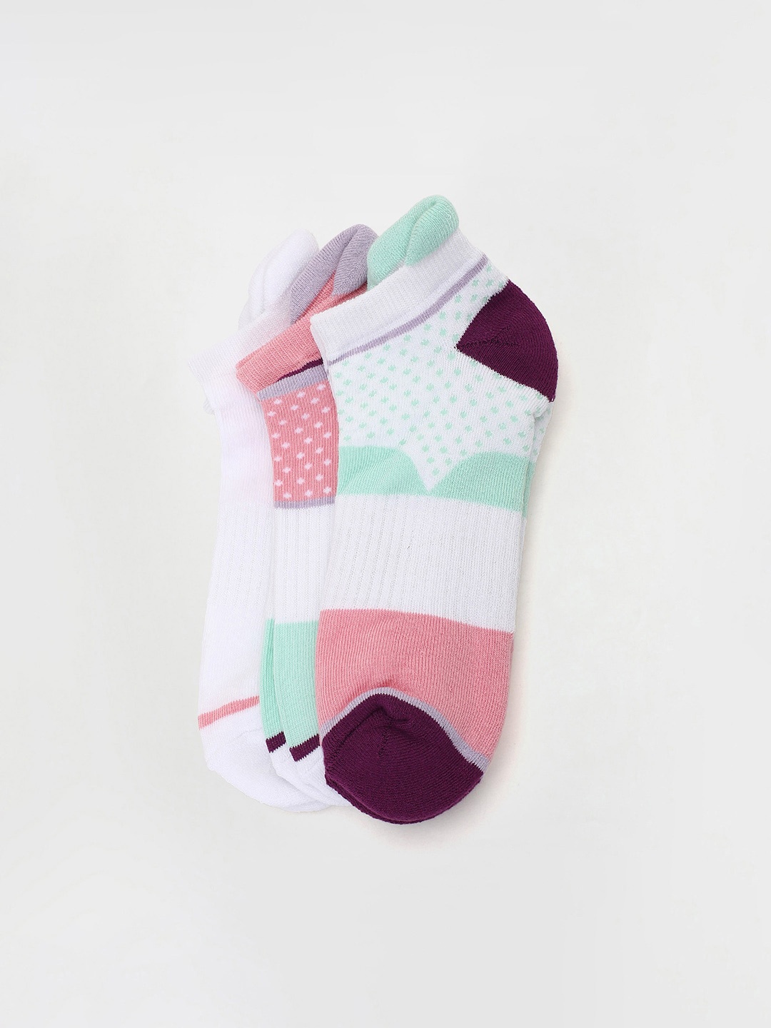 

max Girls Pack Of 3 Patterned Ankle-Length Socks, White