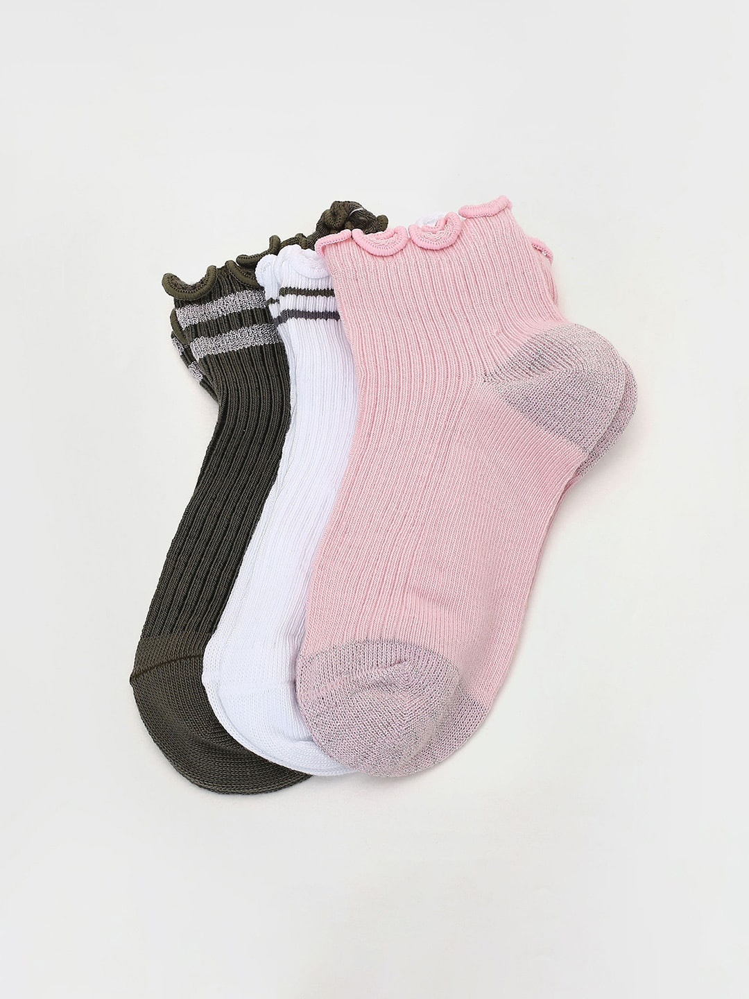 

max Girls Pack Of 3 Patterned Ankle-Length Socks, Pink