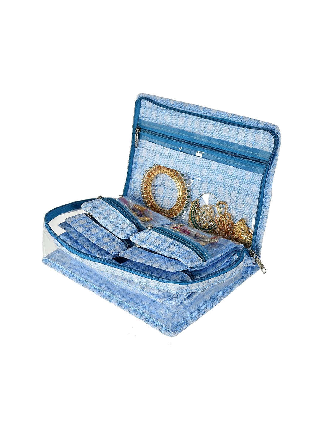 

Kuber Industries Blue Printed 2 Pieces Jewellery Organiser