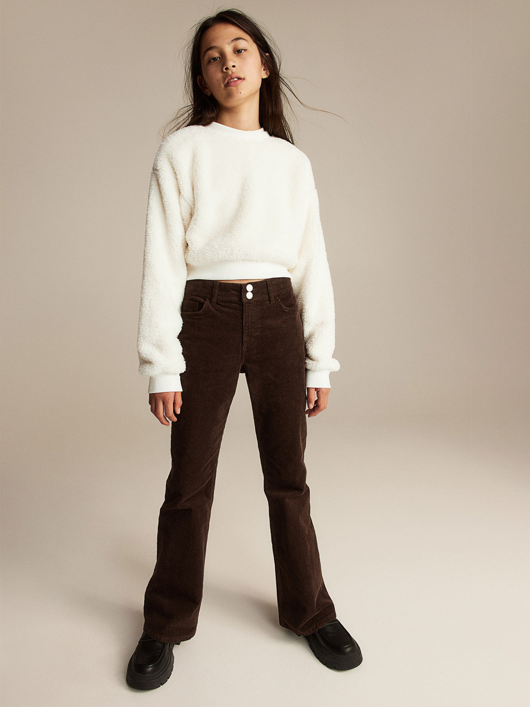 

H&M Girls Pile Sweatshirts, White