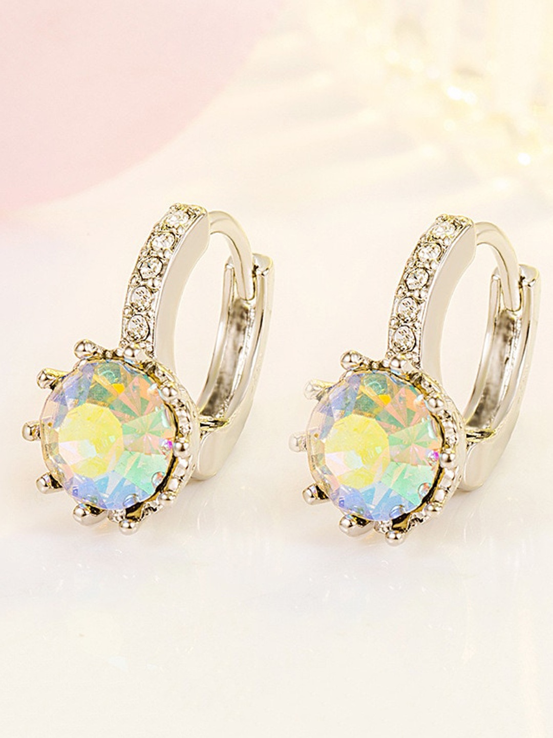 

MYKI Silver-Plated Cubic Zirconia Contemporary Drop Earrings