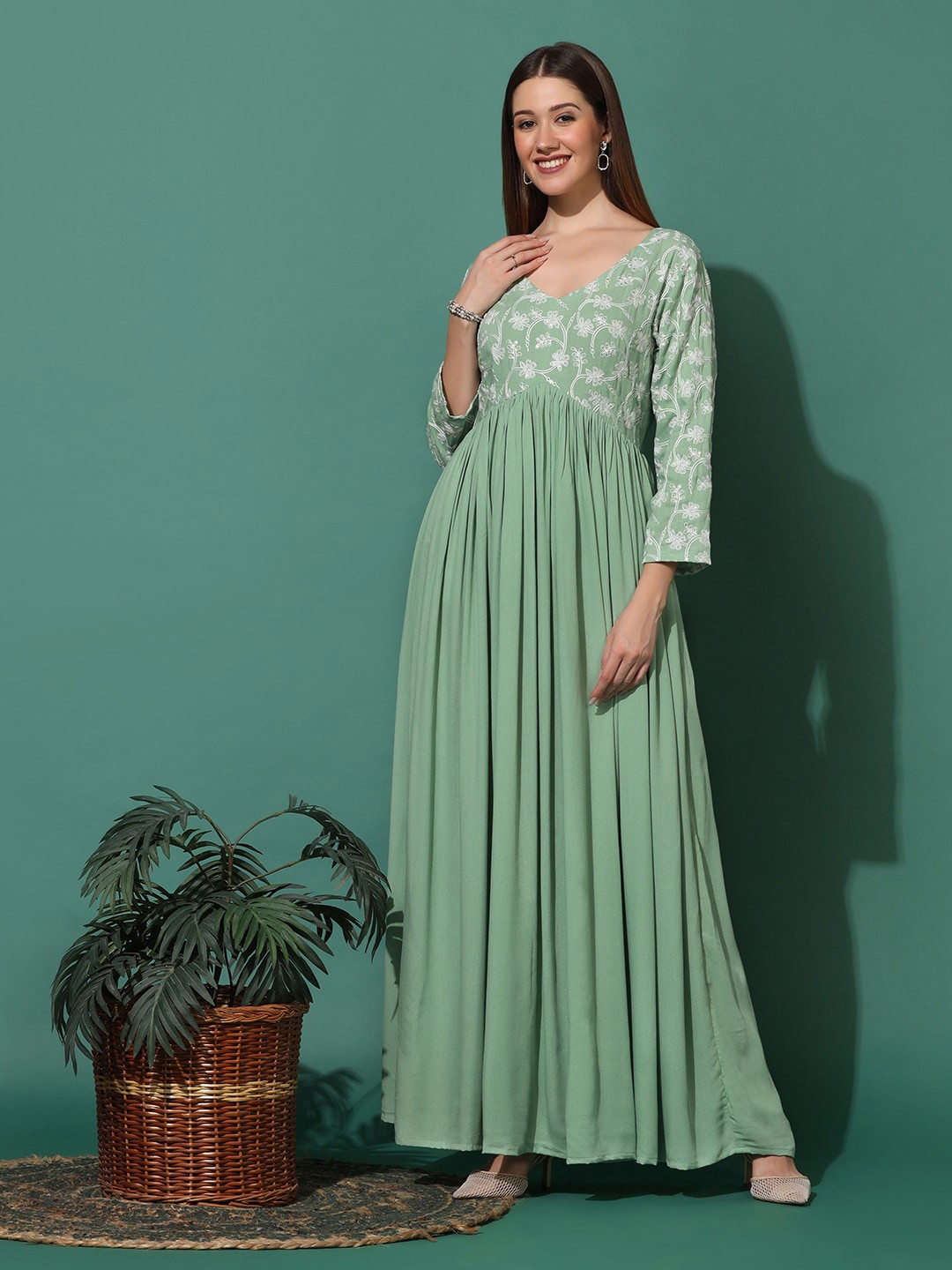 

FASHION DREAM V-Neck Maxi Dress, Green