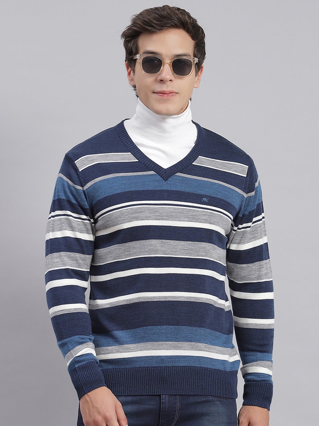 

Monte Carlo Striped Woollen Pullover, Blue