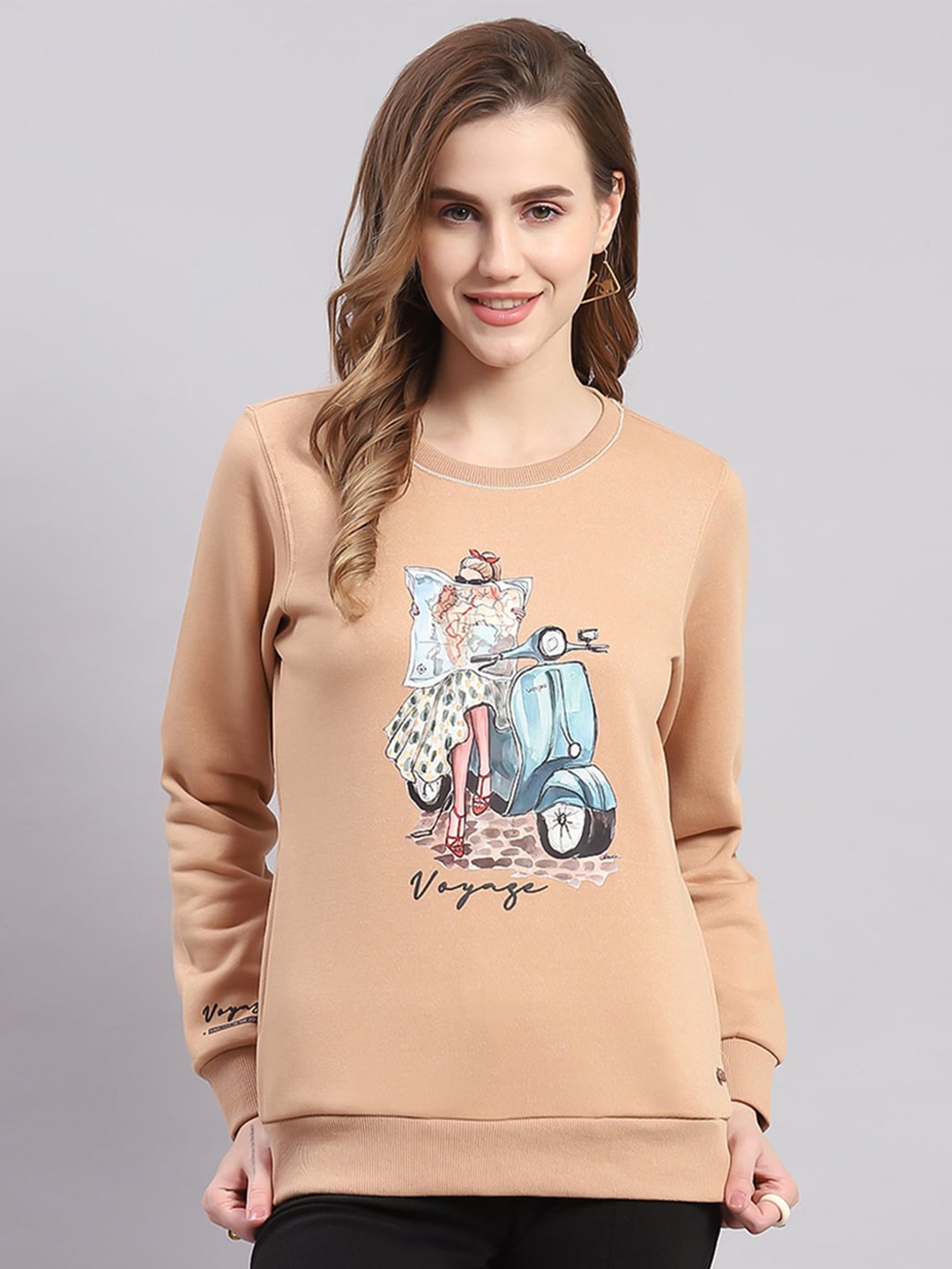 

Monte Carlo Graphic Printed Cotton Sweatshirt, Peach