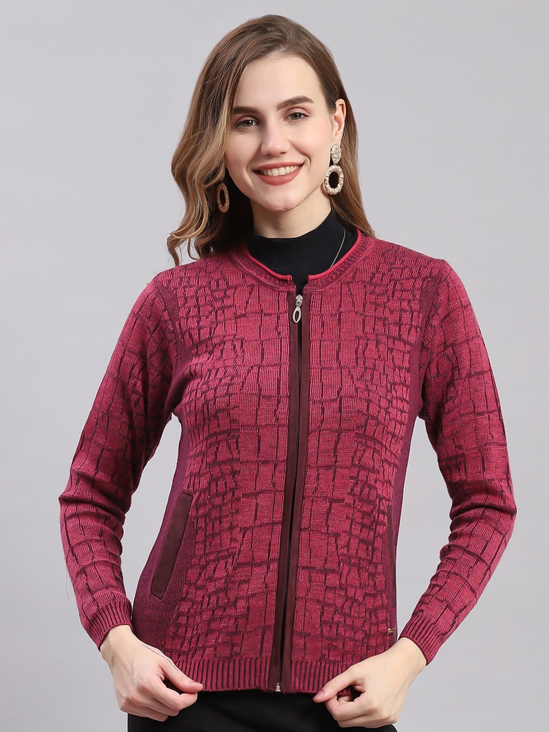 

Monte Carlo Abstract Self Design Cardigan, Pink