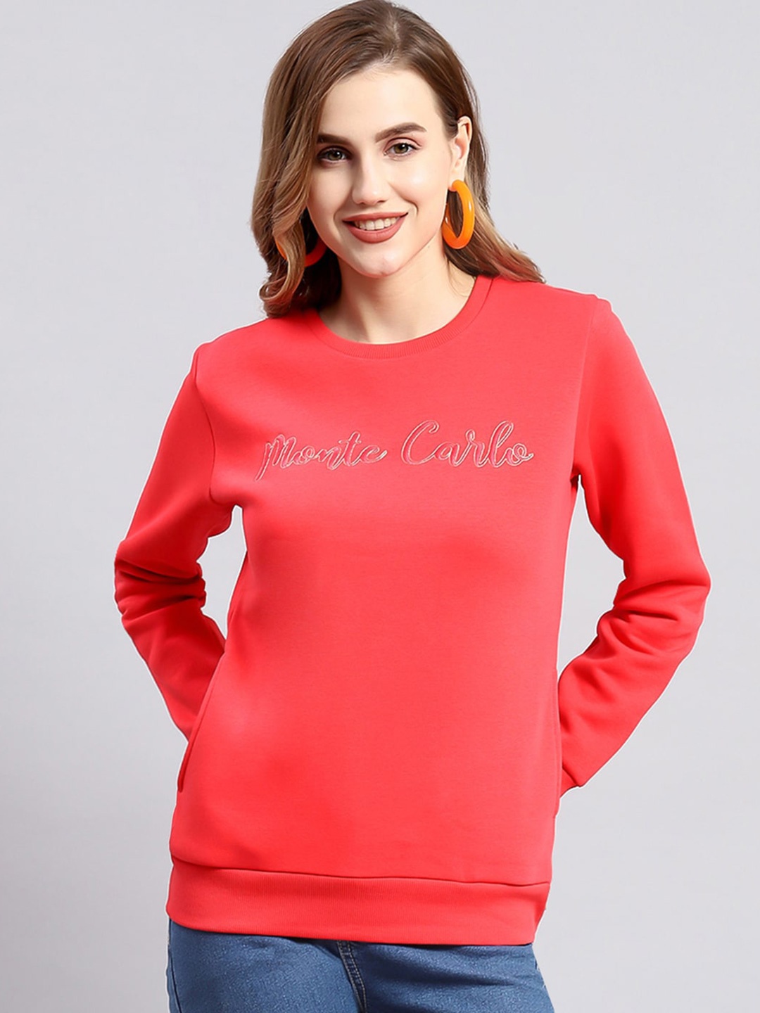 

Monte Carlo Round Neck Sweatshirt, Coral