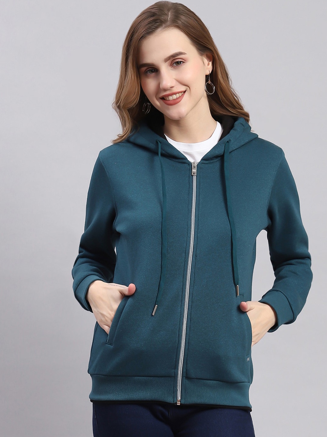 

Monte Carlo Hooded Front-Open Sweatshirt, Teal