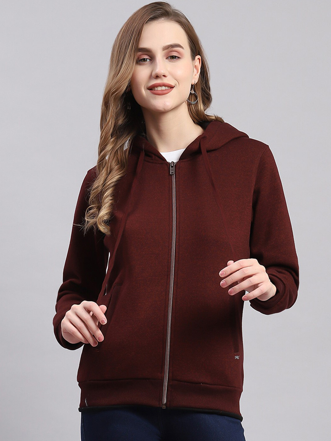 

Monte Carlo Hooded Front Open Sweatshirt, Maroon
