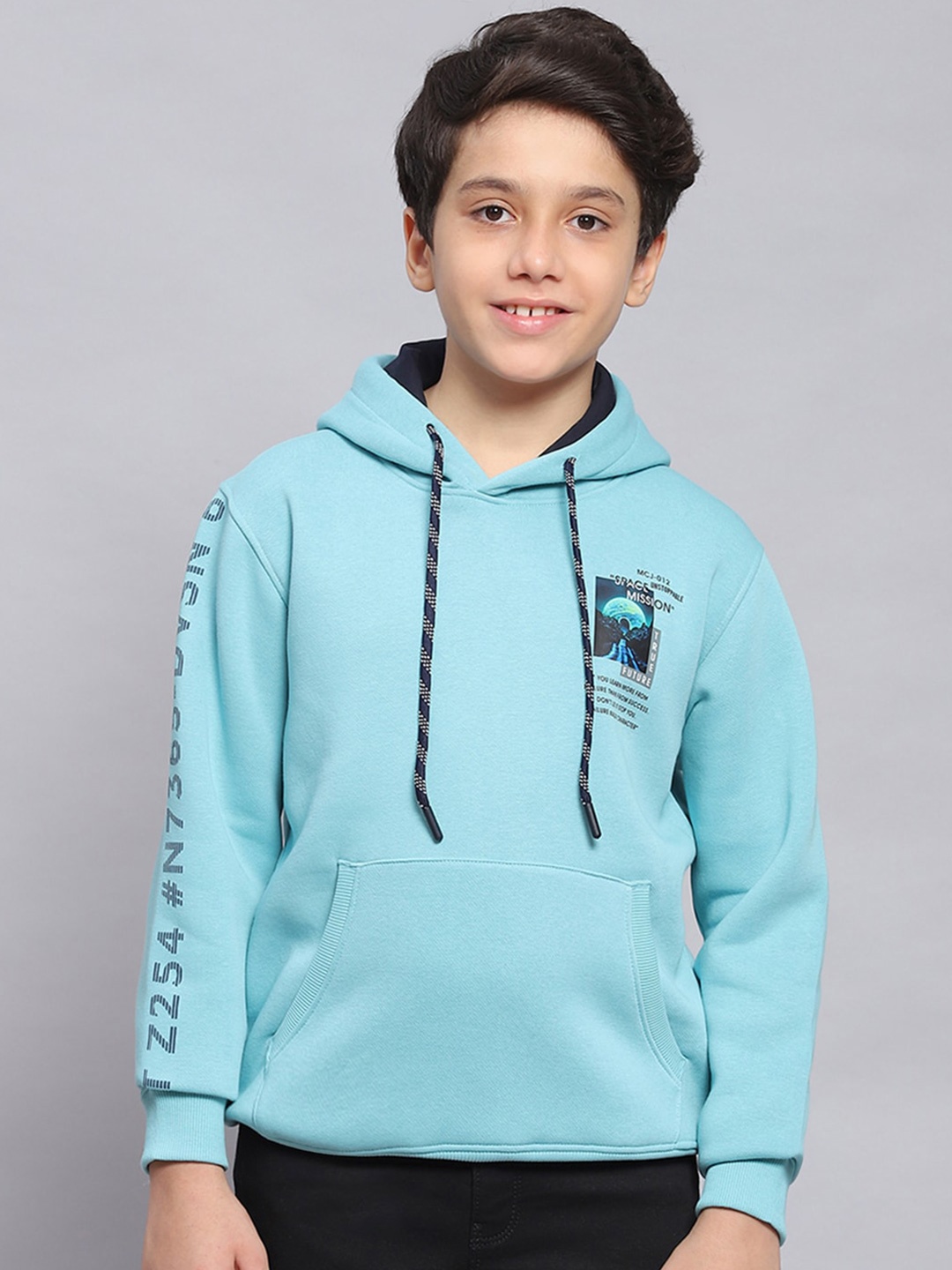

Monte Carlo Boys Typography Printed Hooded Pullover Sweatshirt, Blue