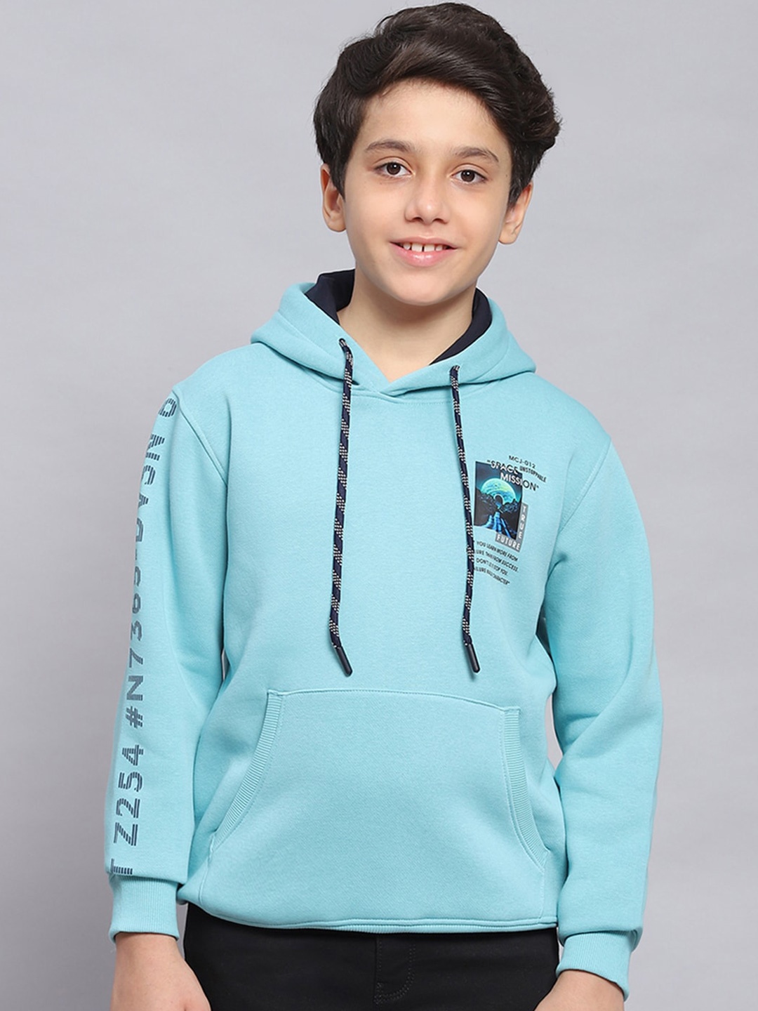 

Monte Carlo Boys Typography Printed Hooded Pullover Sweatshirt, Blue