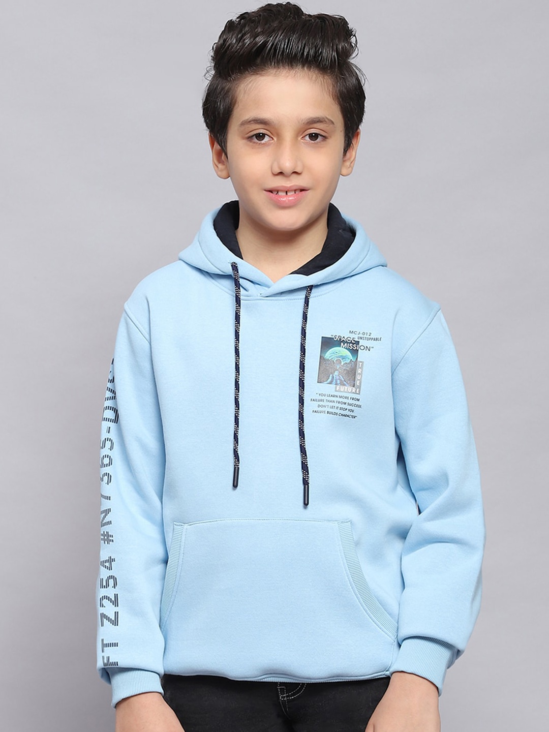 

Monte Carlo Boys Typography Printed Hooded Pullover Sweatshirt, Blue