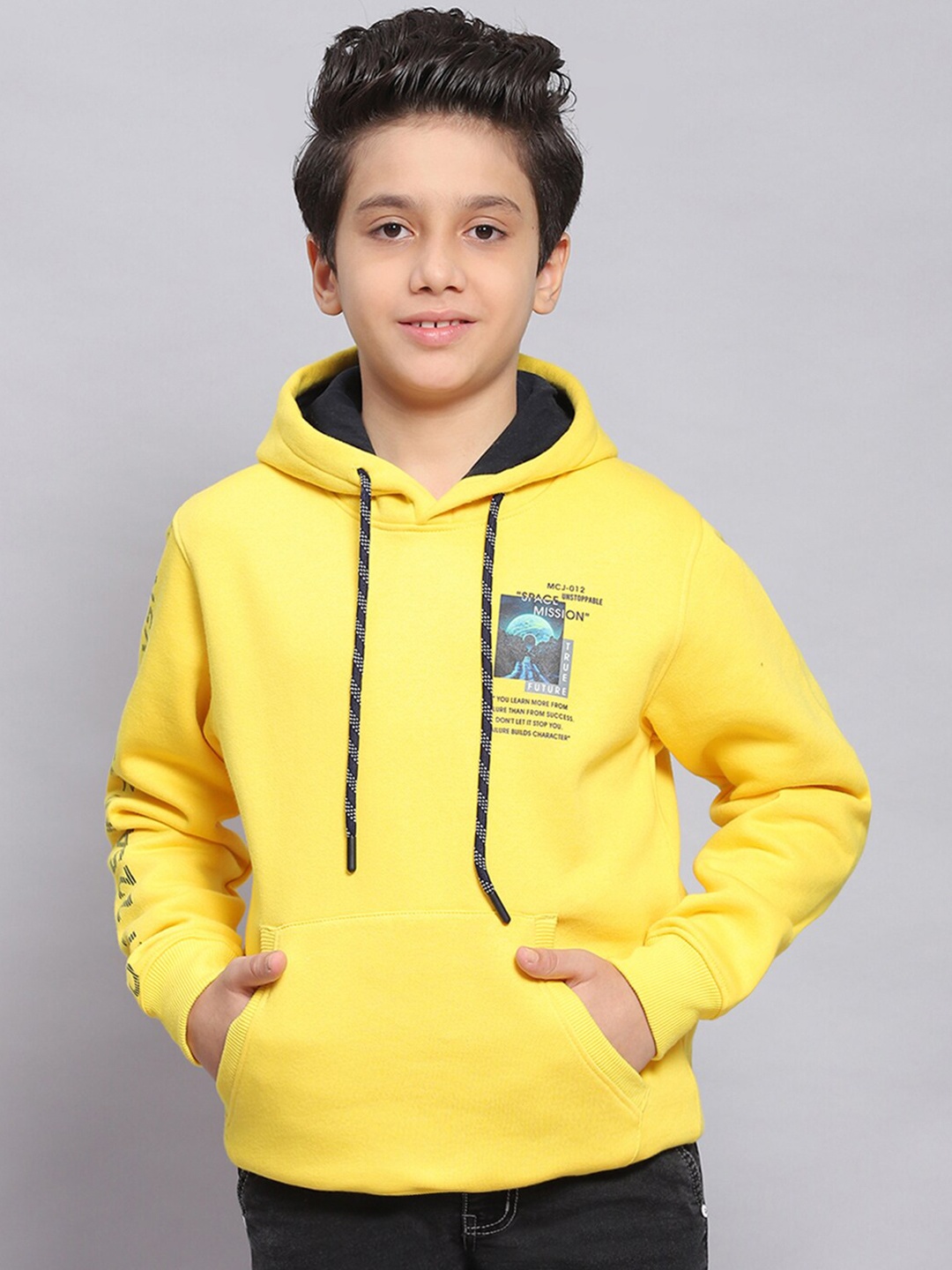 

Monte Carlo Boys Graphic Printed Hooded Pullover Sweatshirt, Yellow