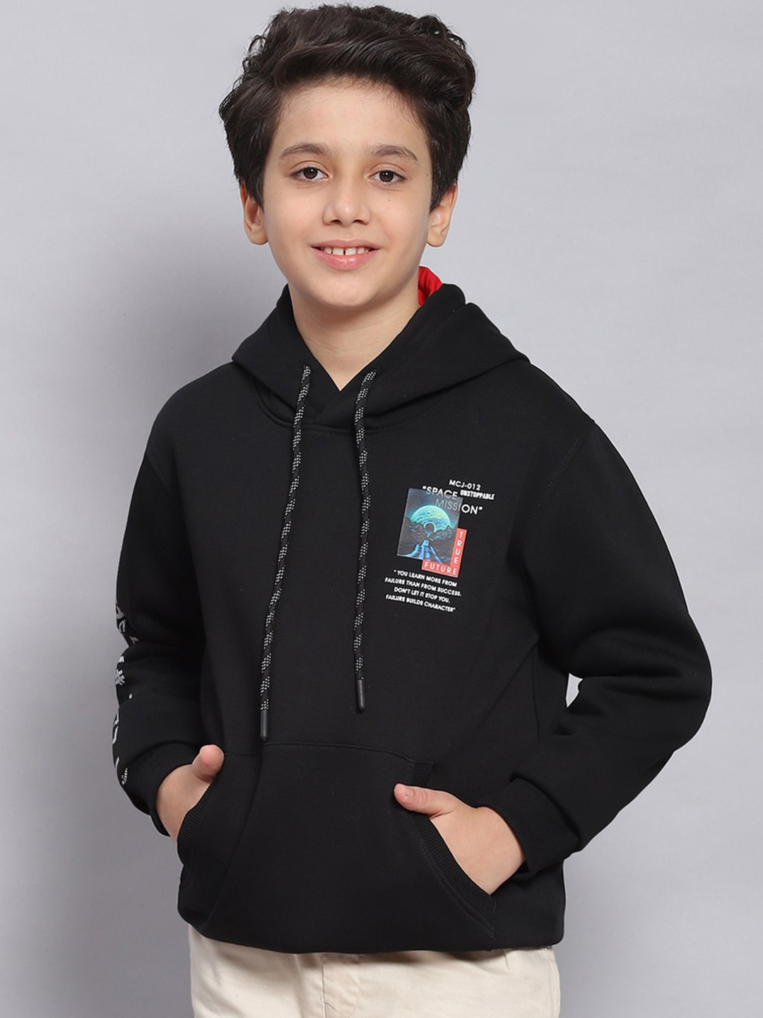 

Monte Carlo Boys Graphic Printed Hooded Pullover Sweatshirt, Black