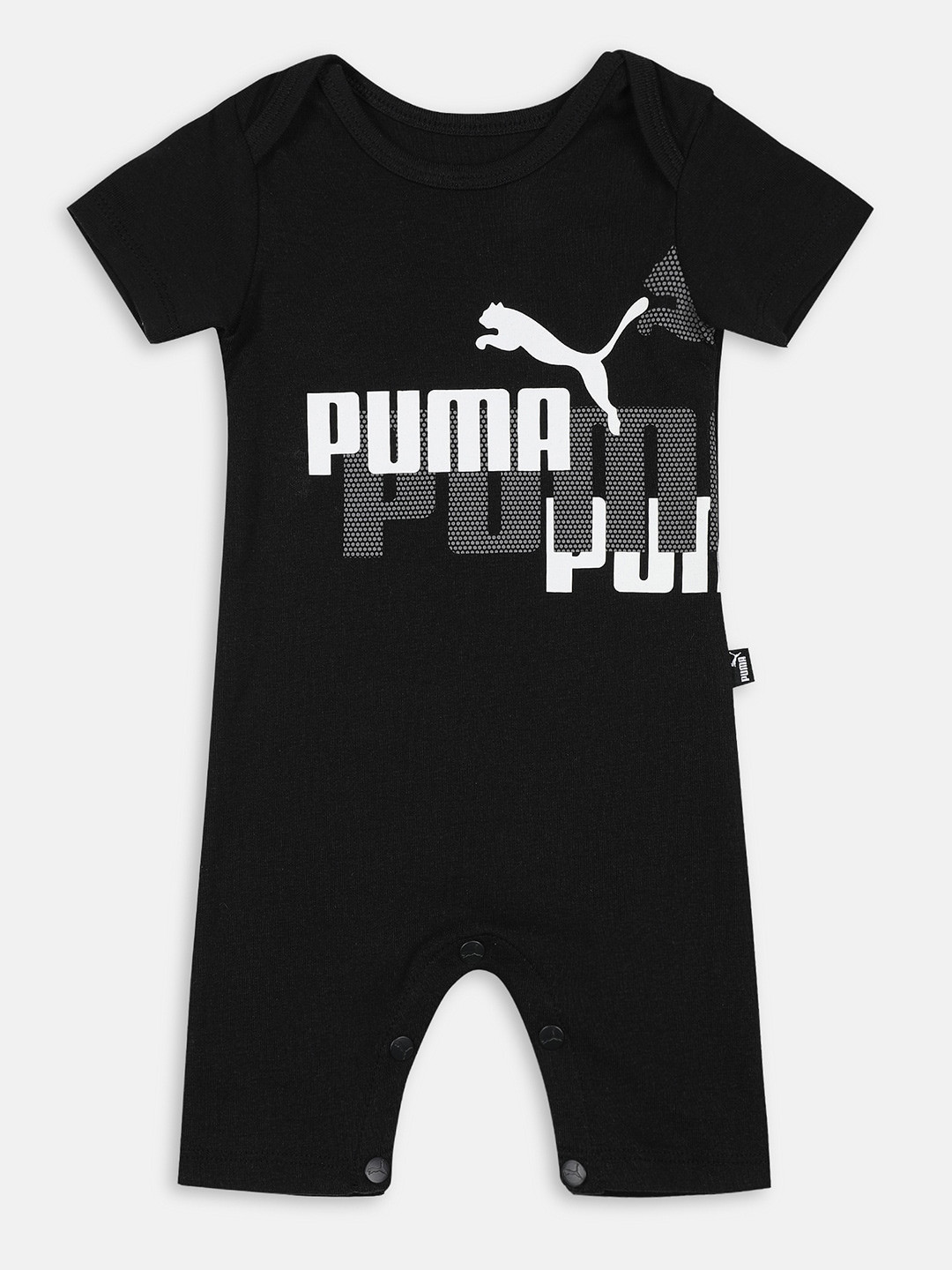 

Puma Infant Kids Brand Logo Printed Pure Cotton Minicats Oncie Overall Rompers, Black