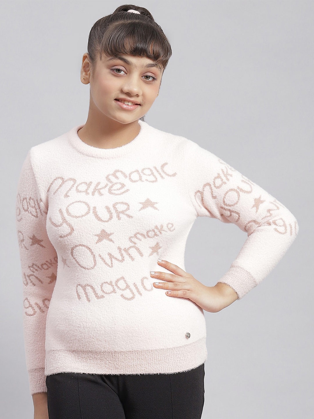 

Monte Carlo Girls Typography Printed Pullover, Pink