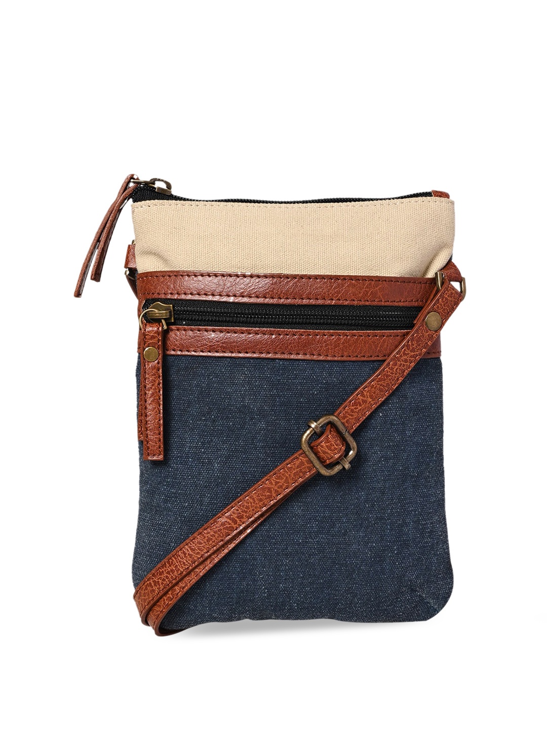 

Mona B Structured Sling Bag, Navy blue