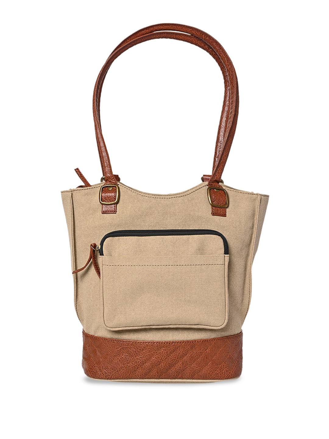

Mona B Structured Canvas Shoulder Bag, Beige