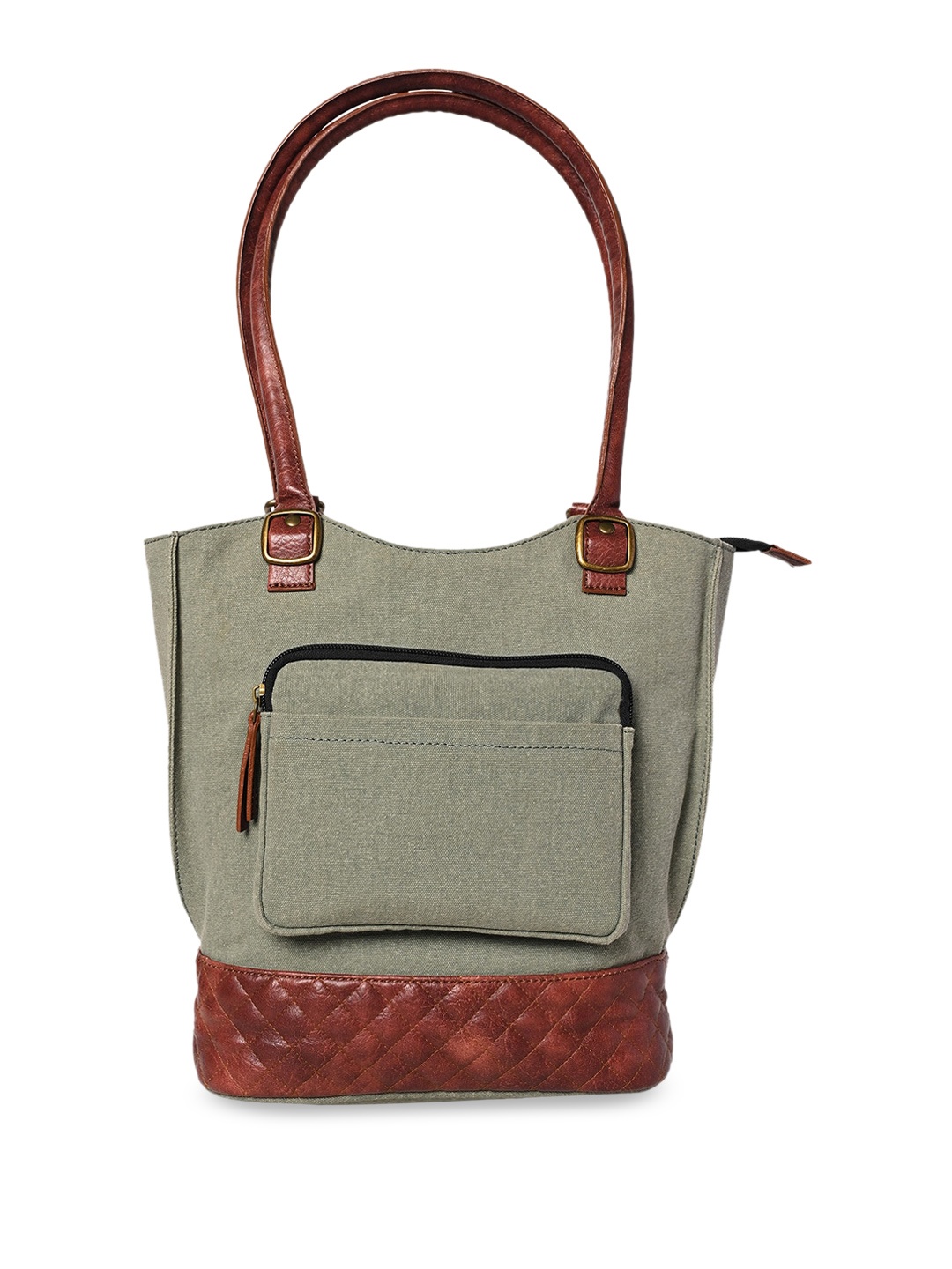 

Mona B Colourblocked Shopper Quilted Tote Bag, Green