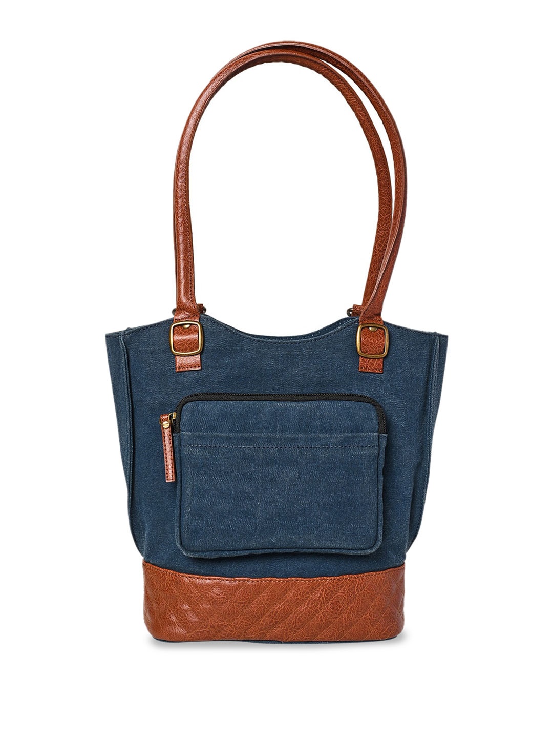 

Mona B Colourblocked Canvas Structured Shoulder Bag With Convertible Handles, Navy blue