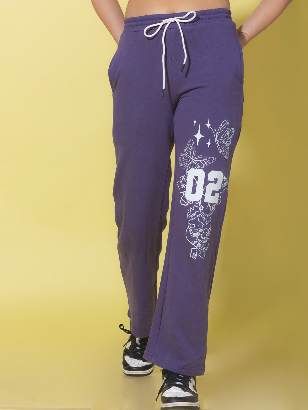 

Stylecast X Hersheinbox Women Pure Cotton Printed Track Pants, Purple