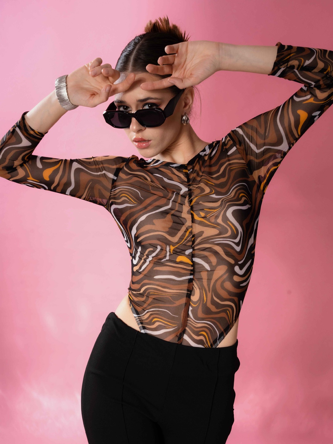 

Stylecast X Hersheinbox Printed Ruched Bodysuit, Brown