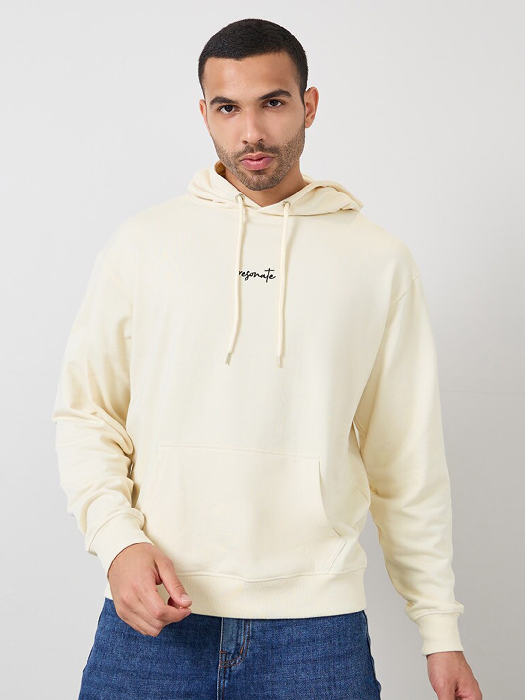 

Styli Hooded Pure Cotton Sweatshirt, Cream