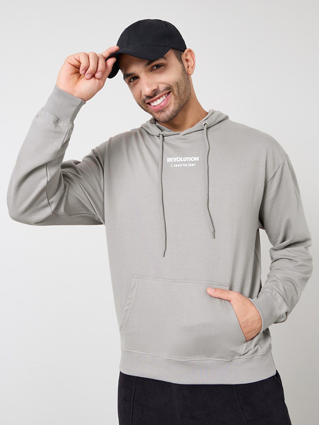 

Styli Hooded Long Sleeves Pure Cotton Sweatshirt, Grey