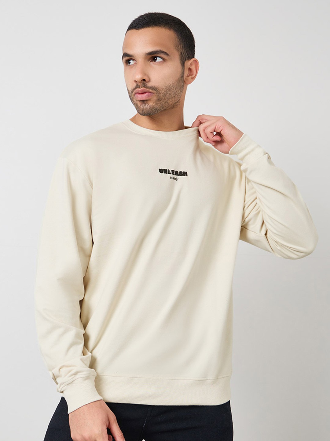 

Styli Long Sleeves Pure Cotton Sweatshirt, Cream