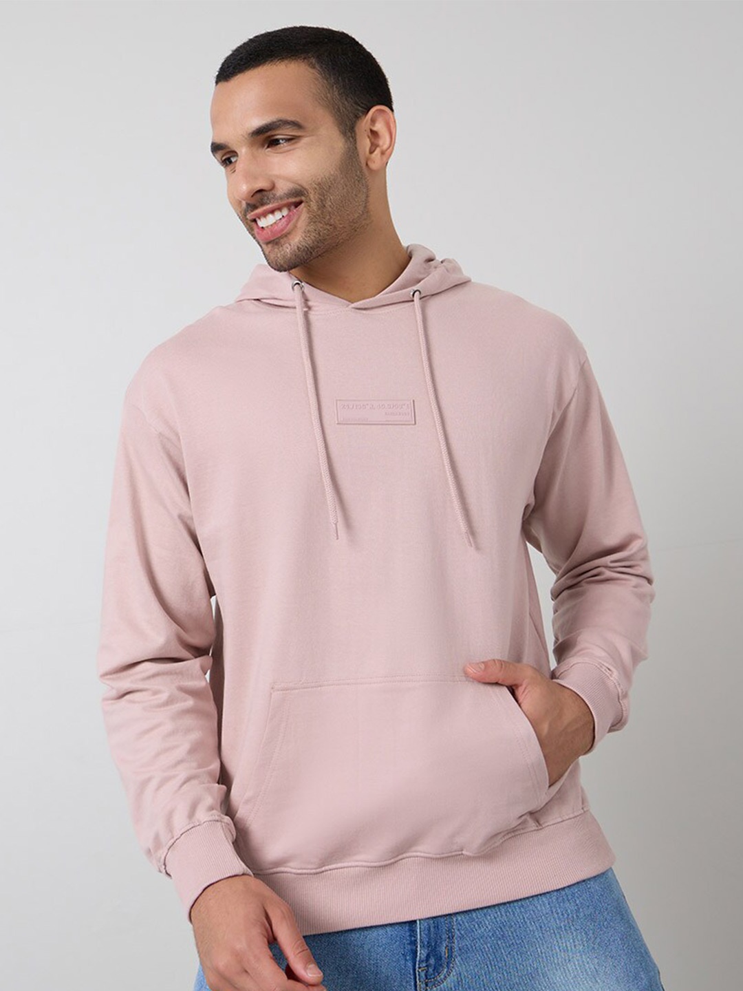 

Styli Hooded Long Sleeves Pure Cotton Sweatshirt, Pink