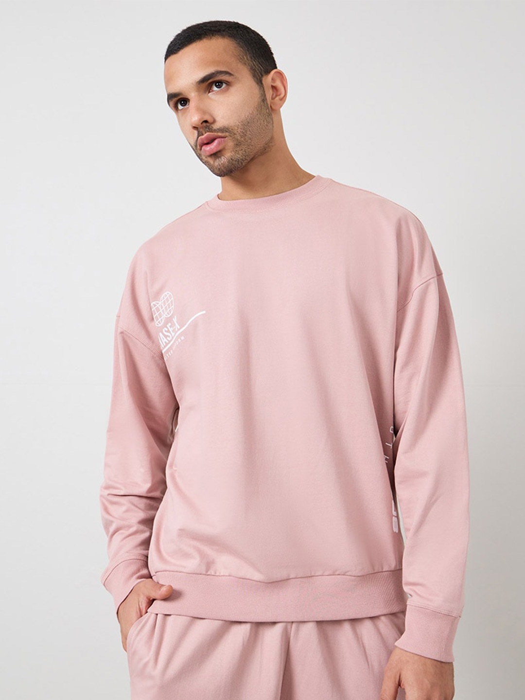 

Styli Oversized Fleece Sweatshirt, Pink