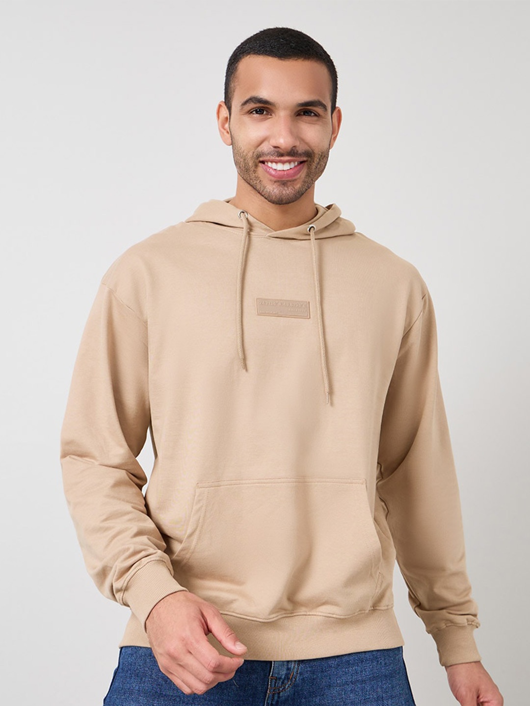 

Styli Hooded Long Sleeves Pure Cotton Sweatshirt, Beige