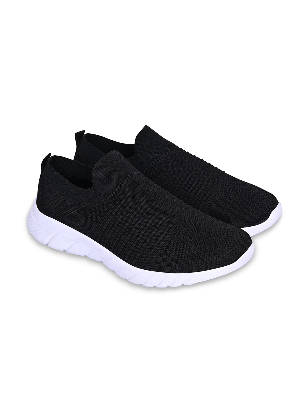

TPENT Men Textured Breathable Lightweight Slip-On Walking Sneakers, Black