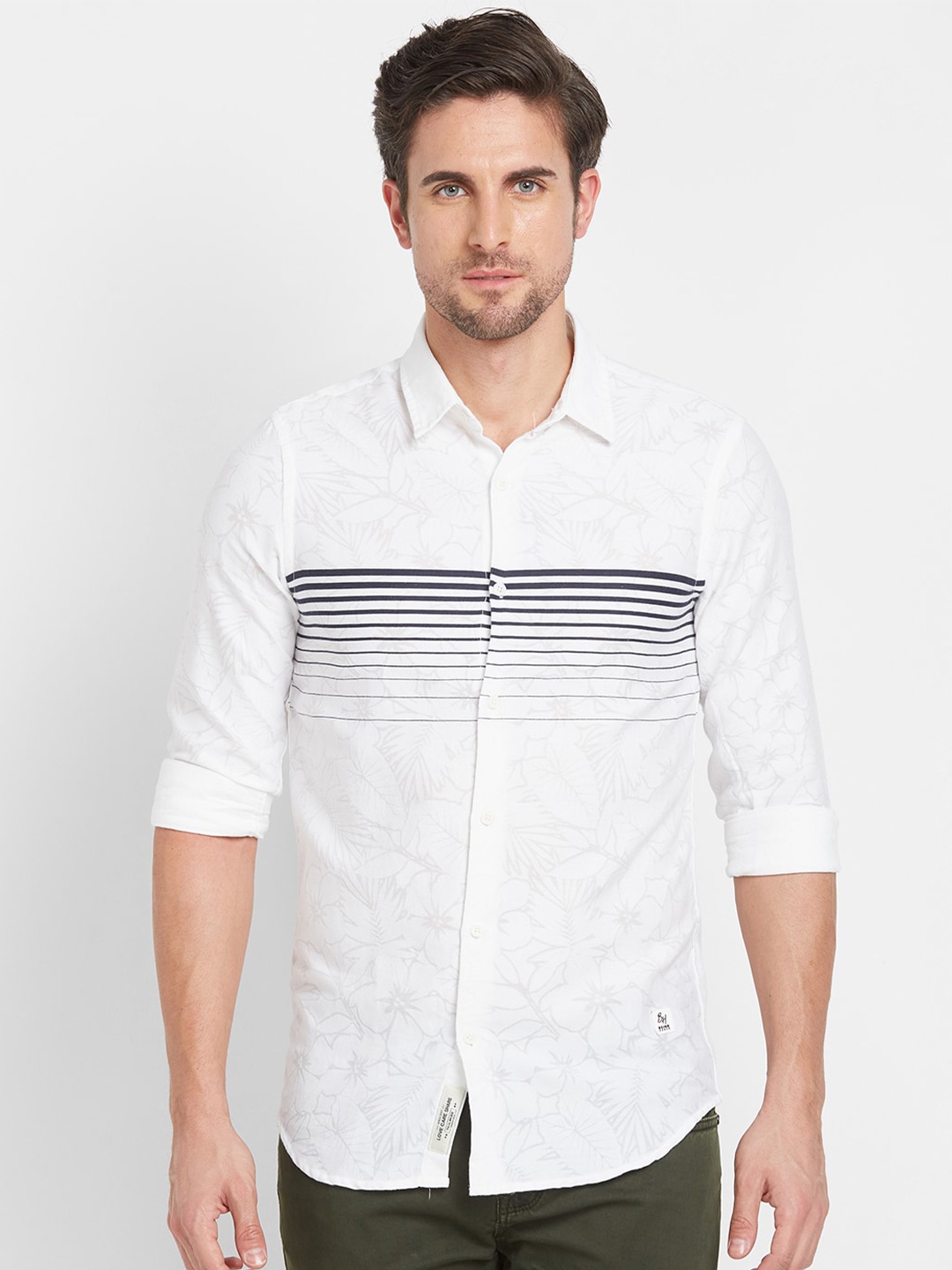 

Being Human Slim Fit Horizontal Striped Casual Shirt, White