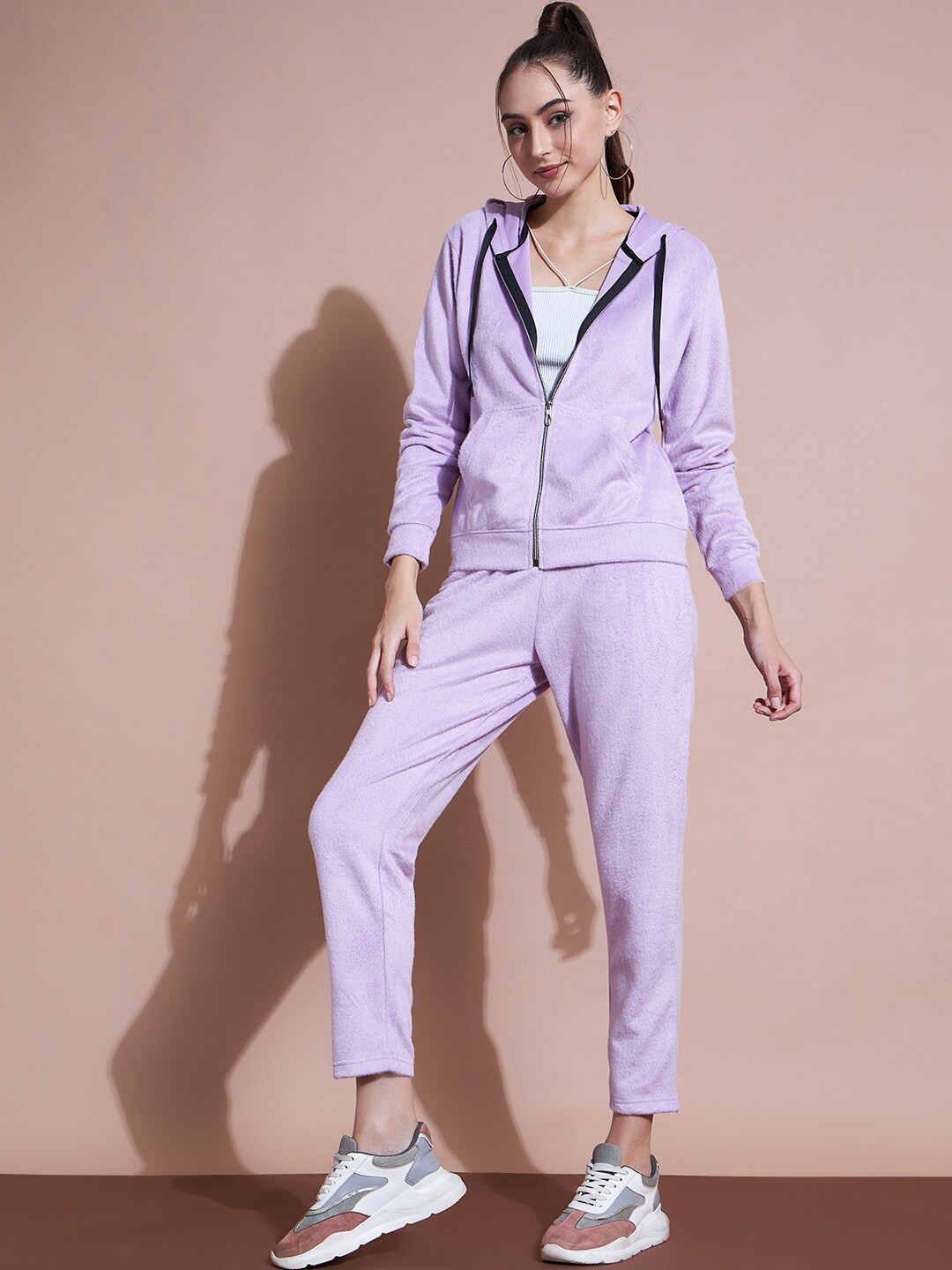 

DressBerry Lavender Hooded Velvet Tracksuit