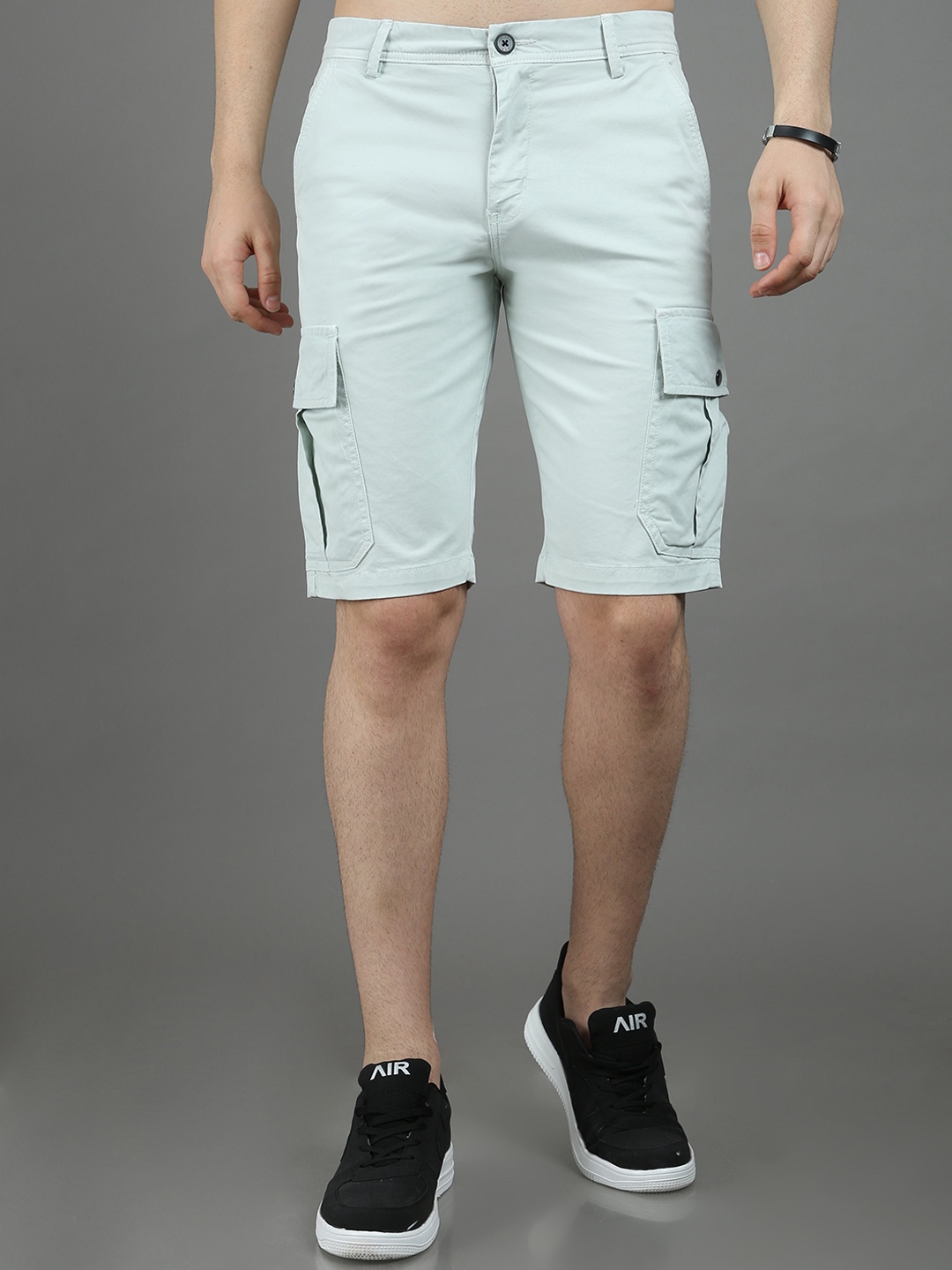 

Reslag Men Mid-Rise Cotton Cargo Shorts, Turquoise blue