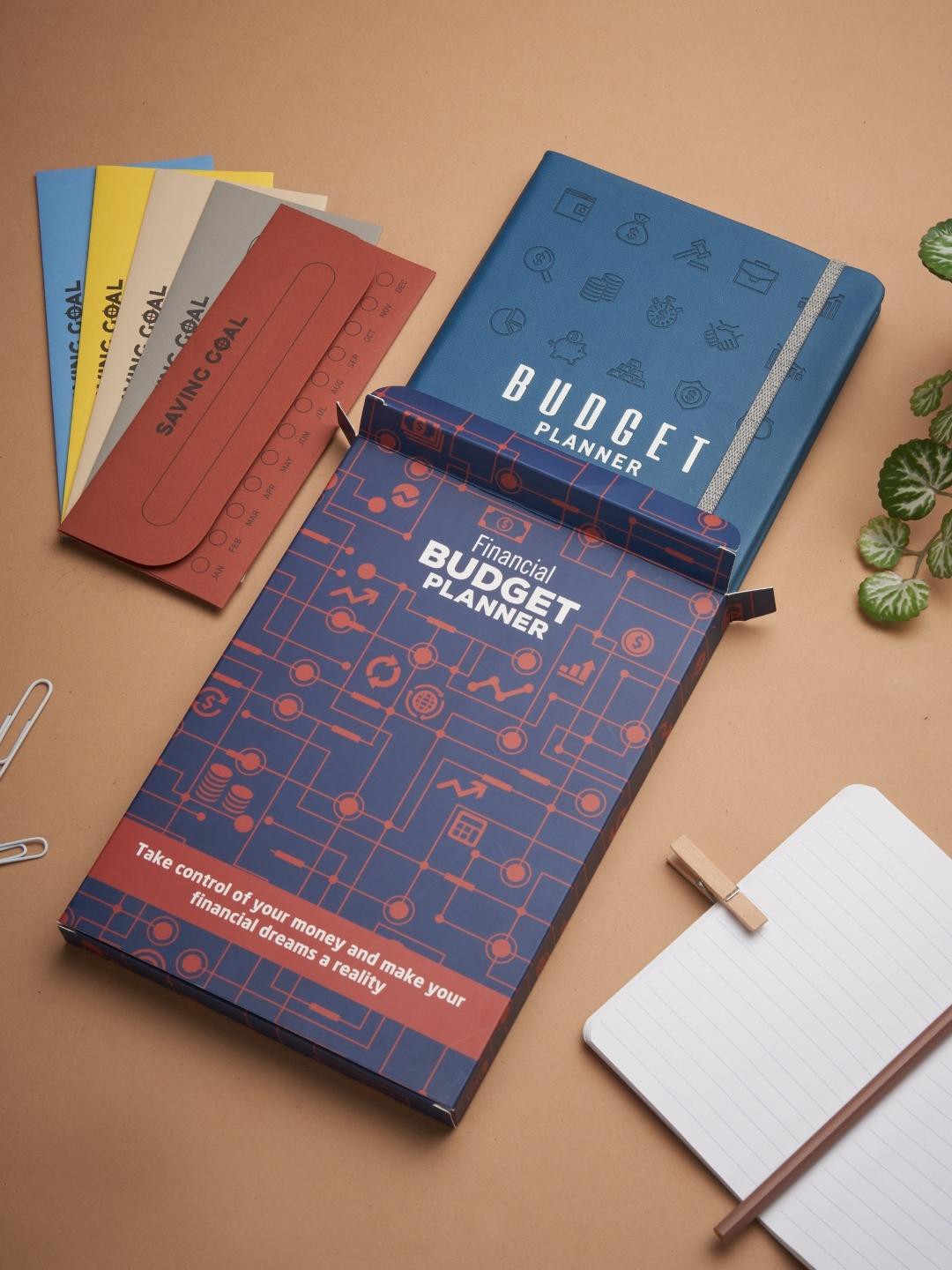

Doodle Printed A5 Hard Bound Vegan Leather Financial Budget Planner, Teal