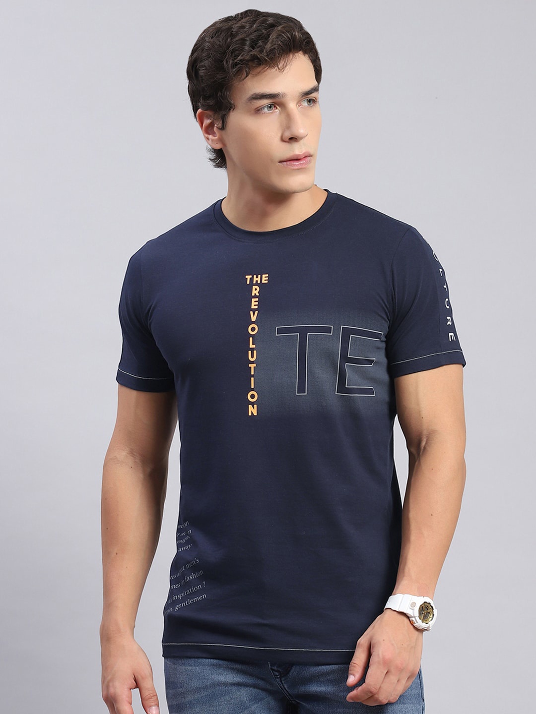 

Monte Carlo Typography Printed Casual T-shirt, Navy blue