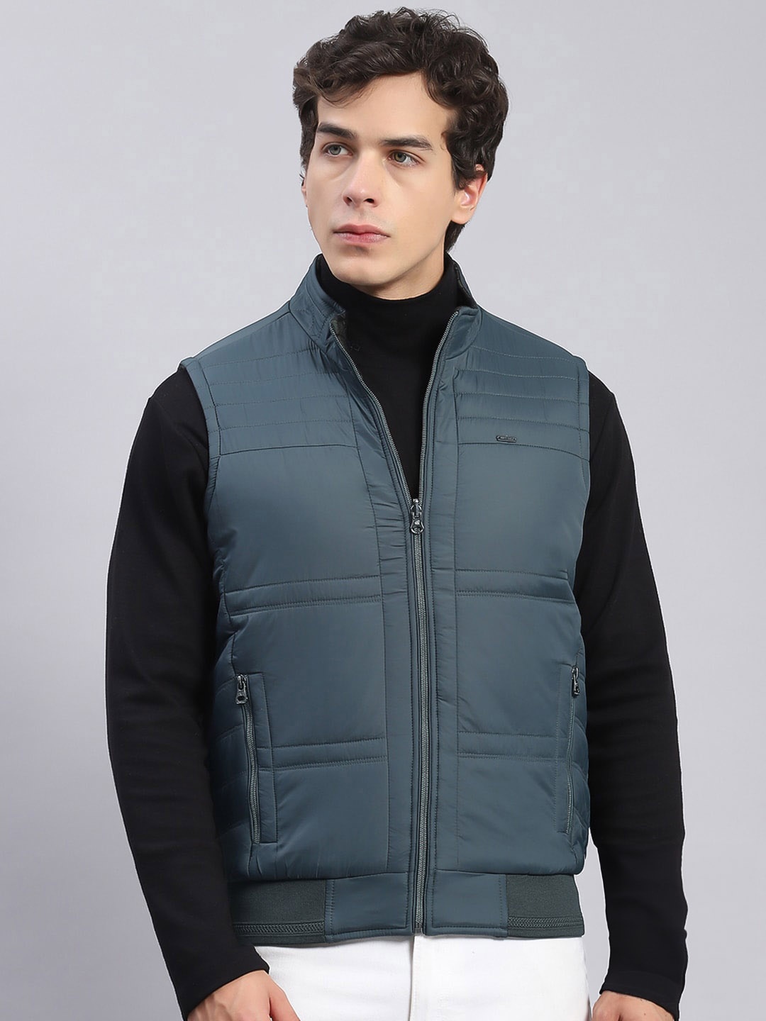 

Monte Carlo Mock Collar Reversible Padded Jacket, Navy blue