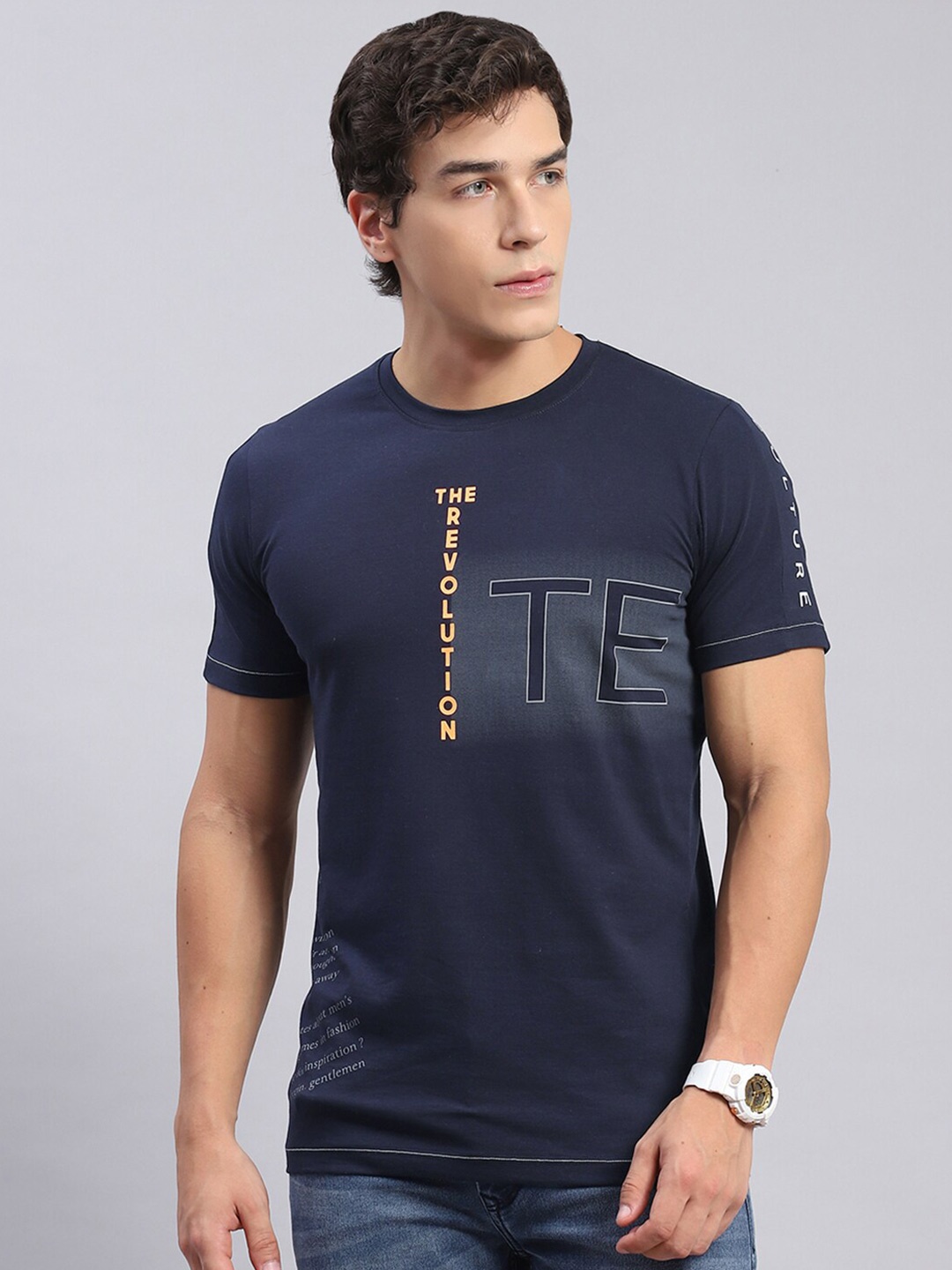 

Monte Carlo Typography Printed Round Neck T-shirt, Navy blue