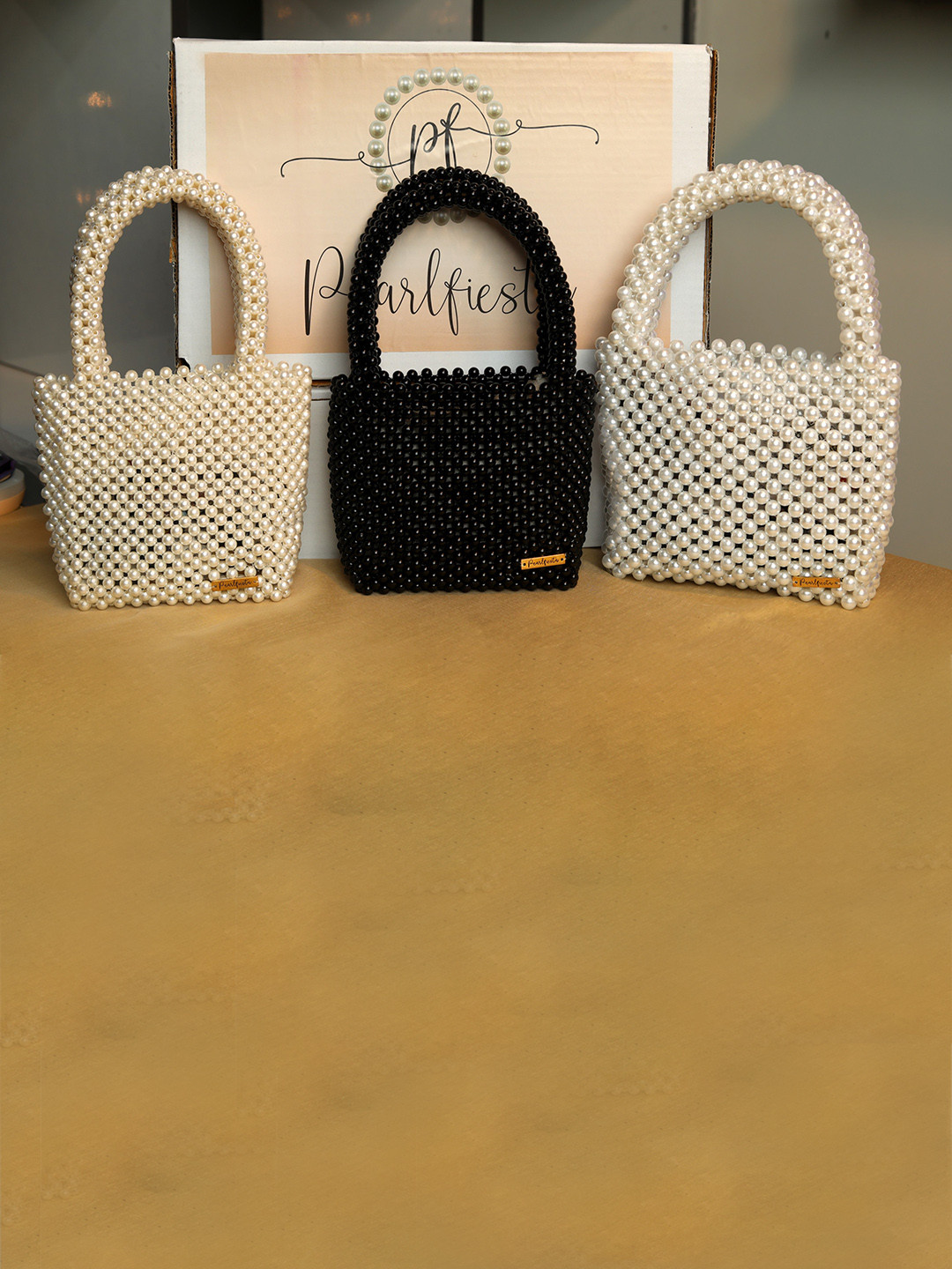 

Pearlfiesta Embellished Miniature Handheld Bag, Black