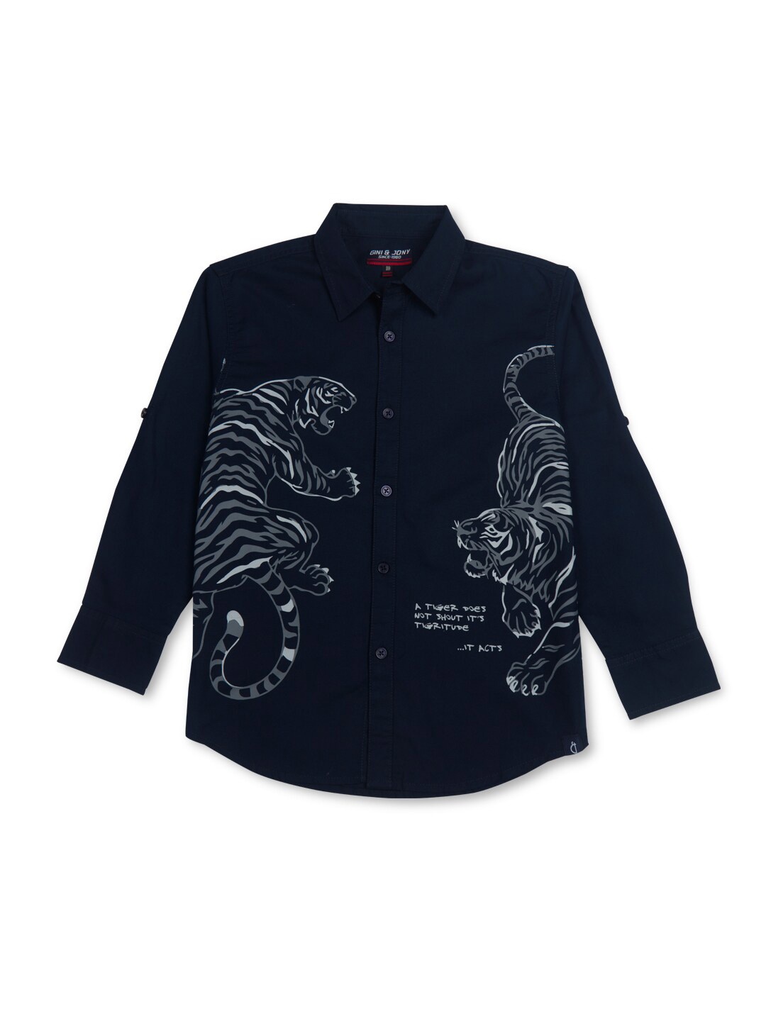 

Gini and Jony Boys Graphic Printed Cotton Opaque Casual Shirt, Navy blue
