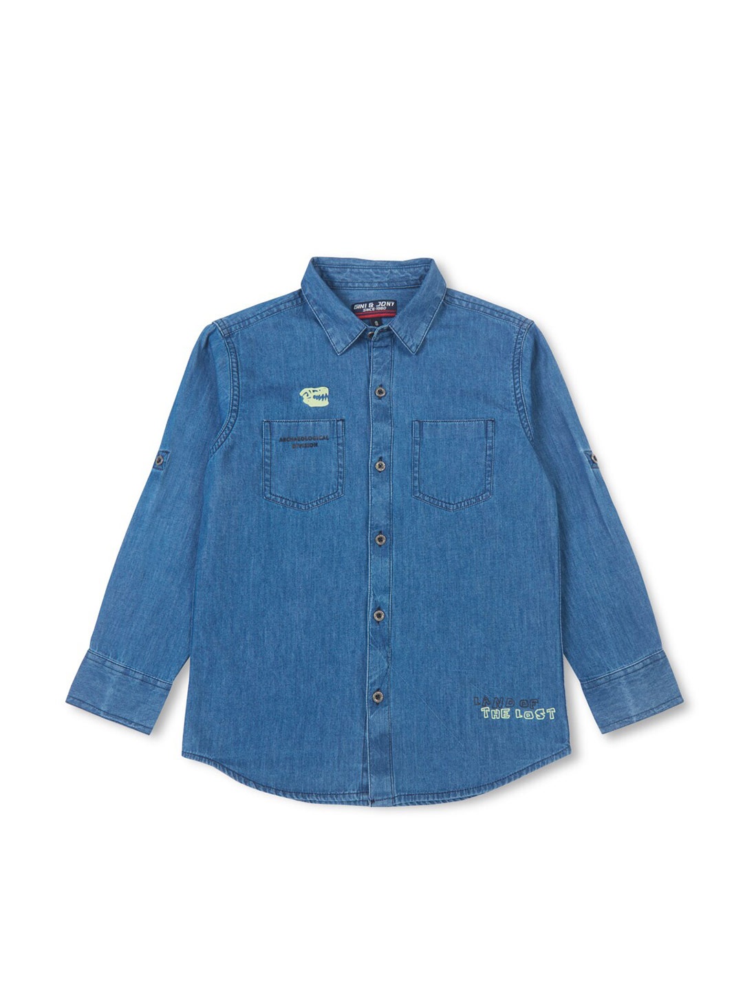 

Gini and Jony Boys Opaque Denim Casual Shirt, Navy blue